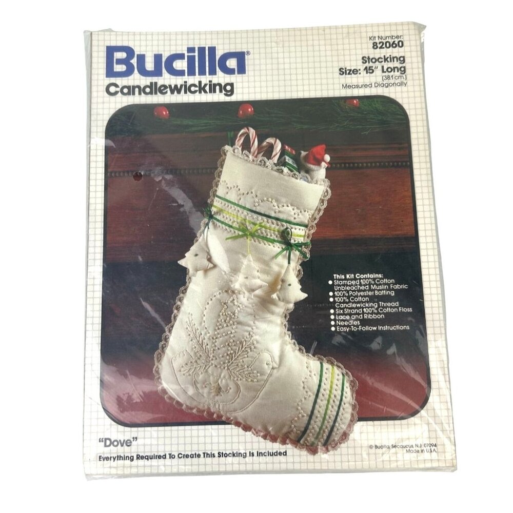 Bucilla Candlewicking Kit Stocking "Dove" Christmas Holiday  #82060 Flaws READ